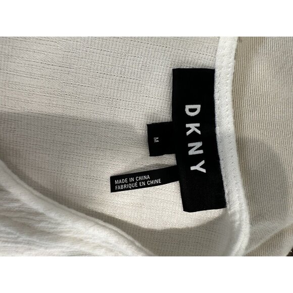 DKNY Womens White Textured Sleeveless Top With Back Zipper - Size M - Picture 5 of 7
